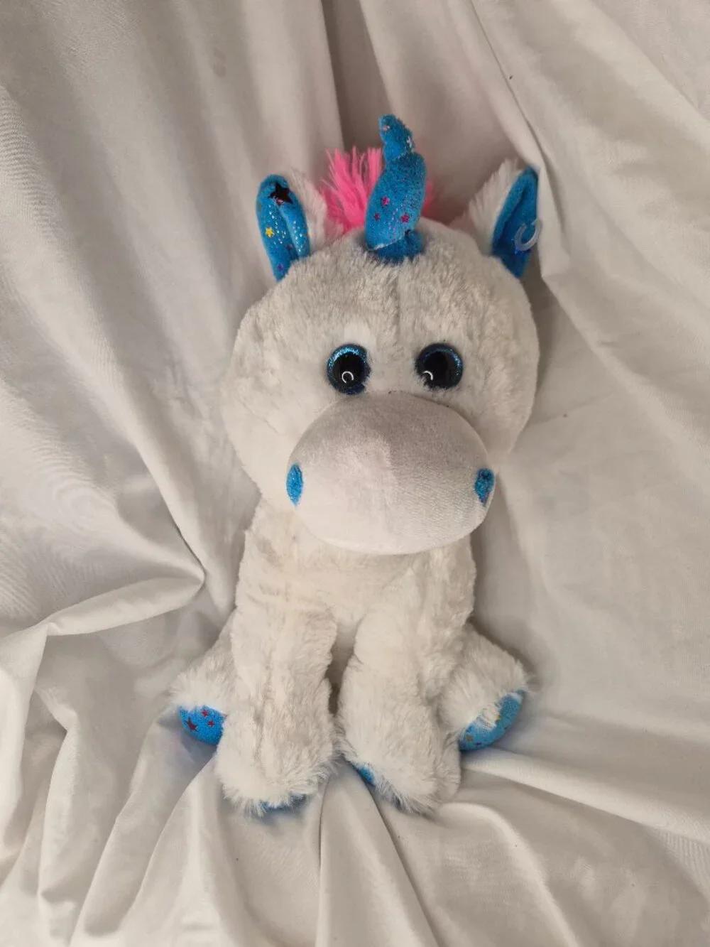 Linzy Toys Sparkly Star Unicorn Plush Rainbow Mane Blue Starry Accent Stuffed